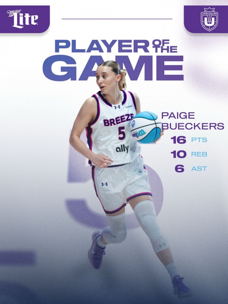 佩奇·布克斯第二轮Unrivaled比赛砍16+10+6！投中最后目标致胜球